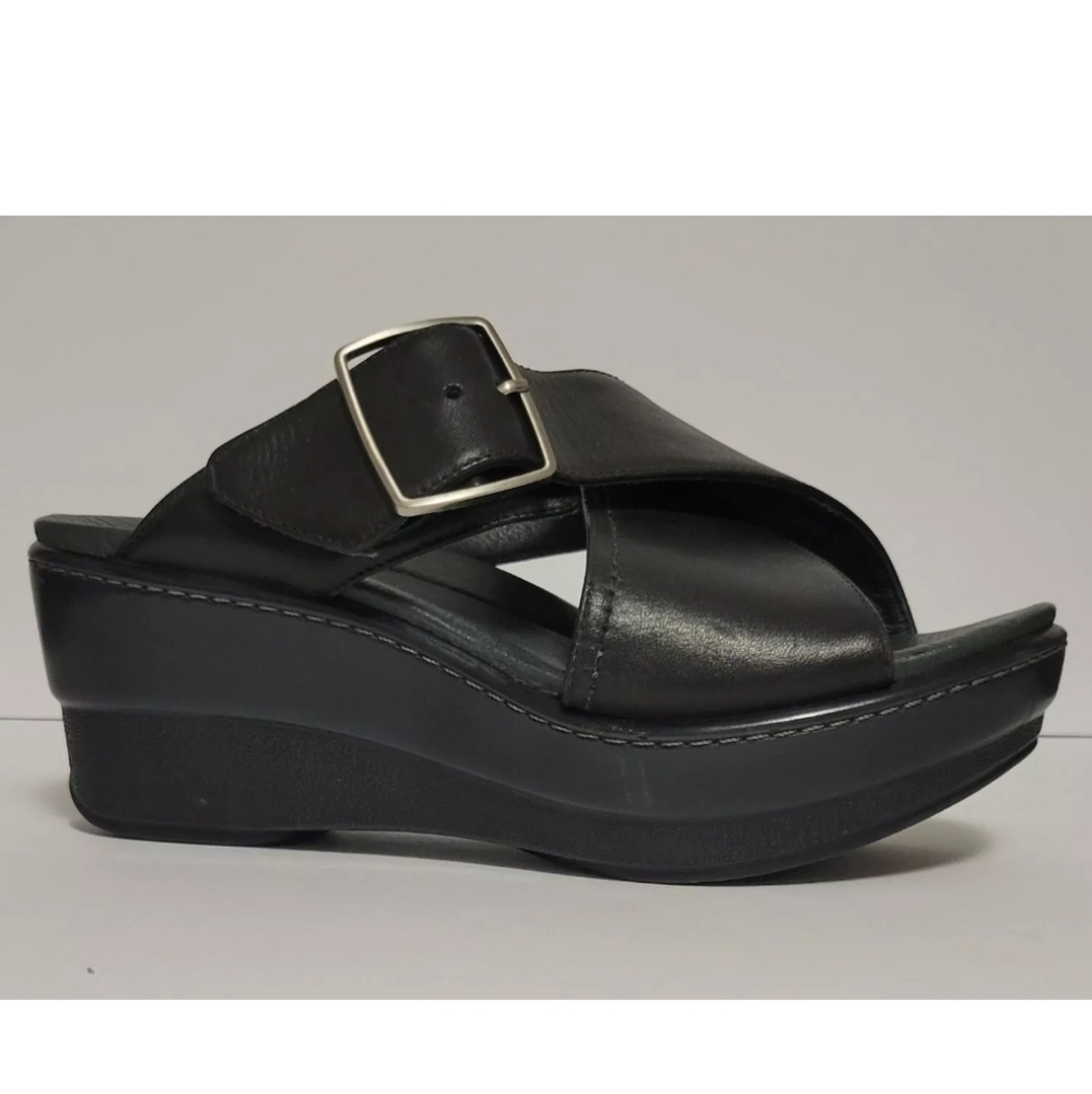 Like NEW Dansko Black Wedge Sandals 37 - US 6.5